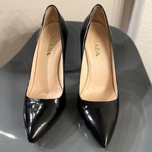 Prada black leather heels size 37